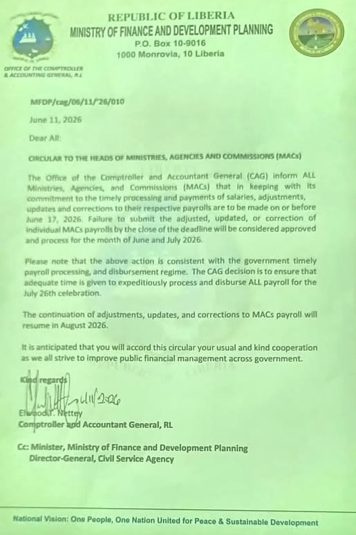 Circular to the Heads of Ministries, Agencies, and Commissions (MACs)